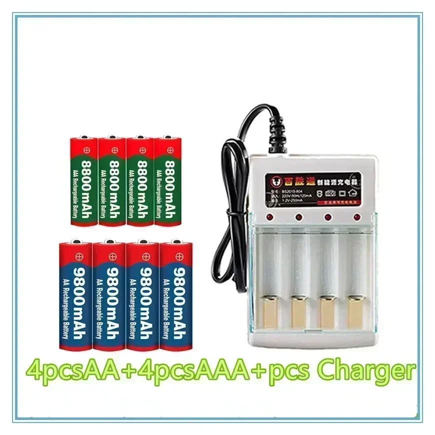 Alkaline rechargeable battery, equipped with computer charger, watch, radio, electronic games, digital camera, 1.5V, AA, 9800mAh