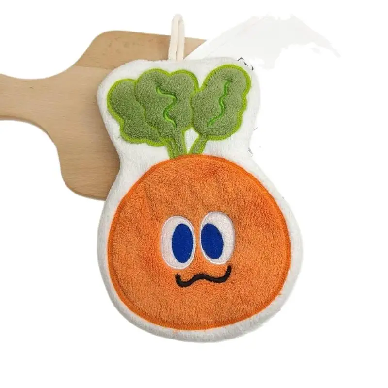 الجزرة الاطفال الكرتون شنقا منشفة اليد لينة المرجان الصوف ماصة منشفة المطبخ الوجه القماش