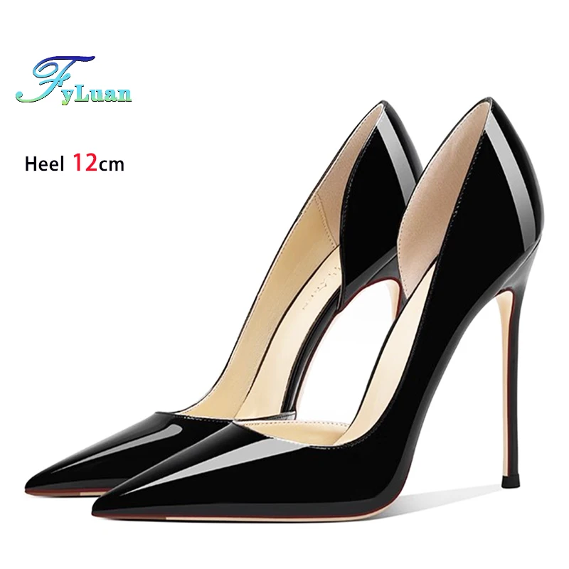 

6-12CM Stiletto Fashion Pointed Toe Outdoor Shoes For Women Black PU Leather Summer Office Work High Heels Elegant Ladies Pumps