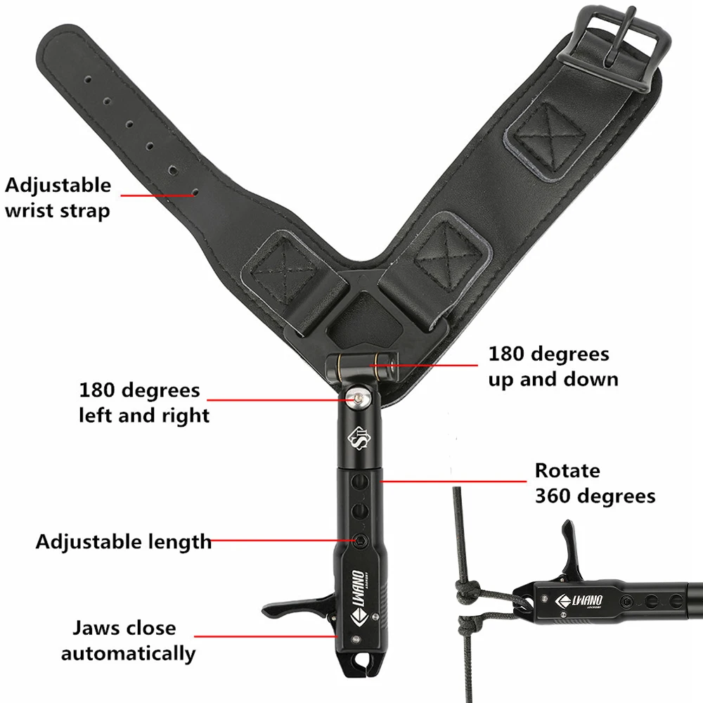 Compound Bow Wrist Release Aid Caliper Strap Index Finger Trigger Aluminum Alloy Archery Shooting Right Left Hand Hunting