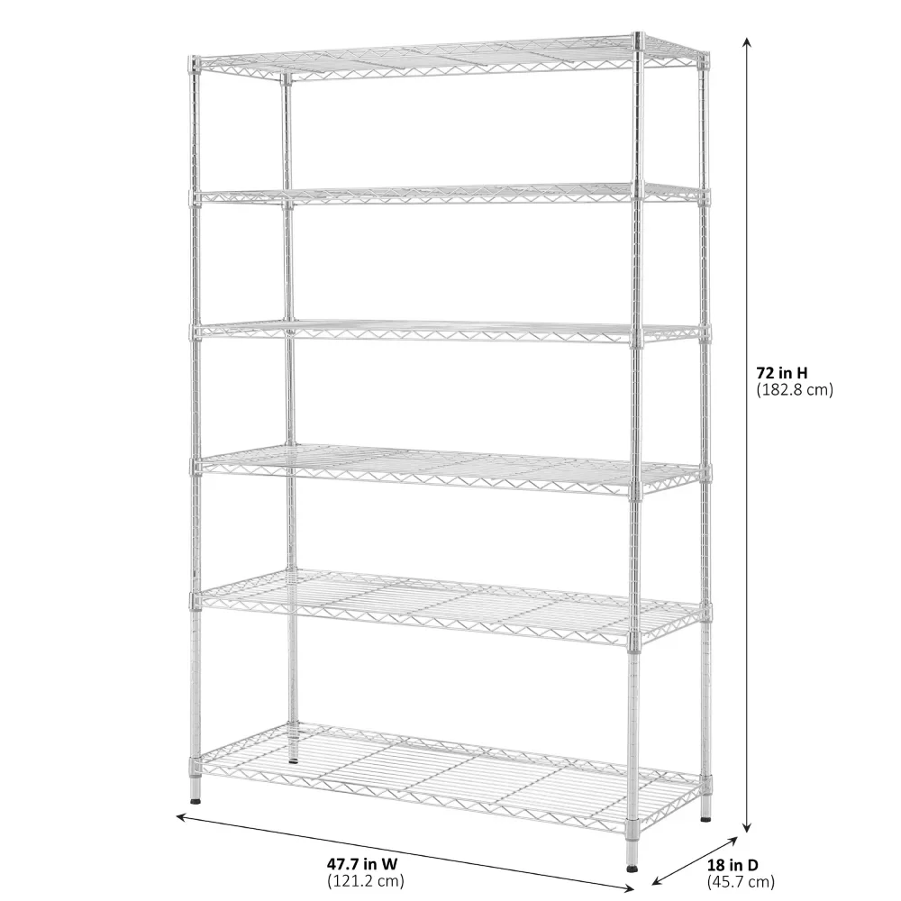 New 6 Tier Wire Shelf Unit Chrome 18