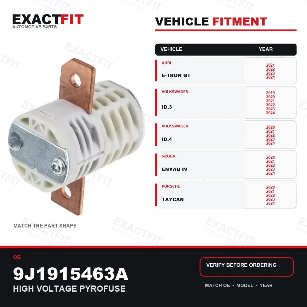 9J915463A High Voltage Battery Pyrofuse for Audi e-tron GT VW ID.3 ID.4 Skoda Enyaq Porsche Taycan Battery Disconnect Fuse