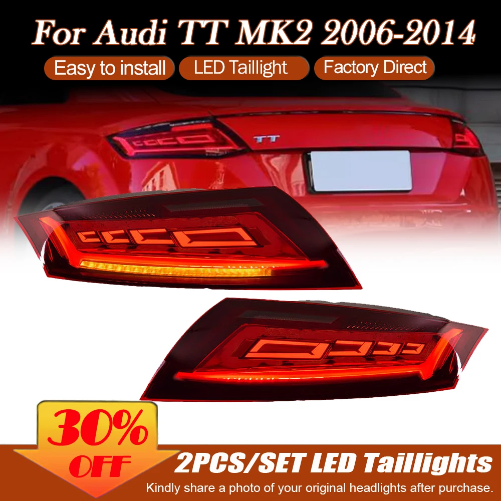 

Tail Lights For Audi TT 2006 2007 2008-2014 Upgrade To New Taillight Assemblies Modified with LED Water Steering Rear Tail Lamp