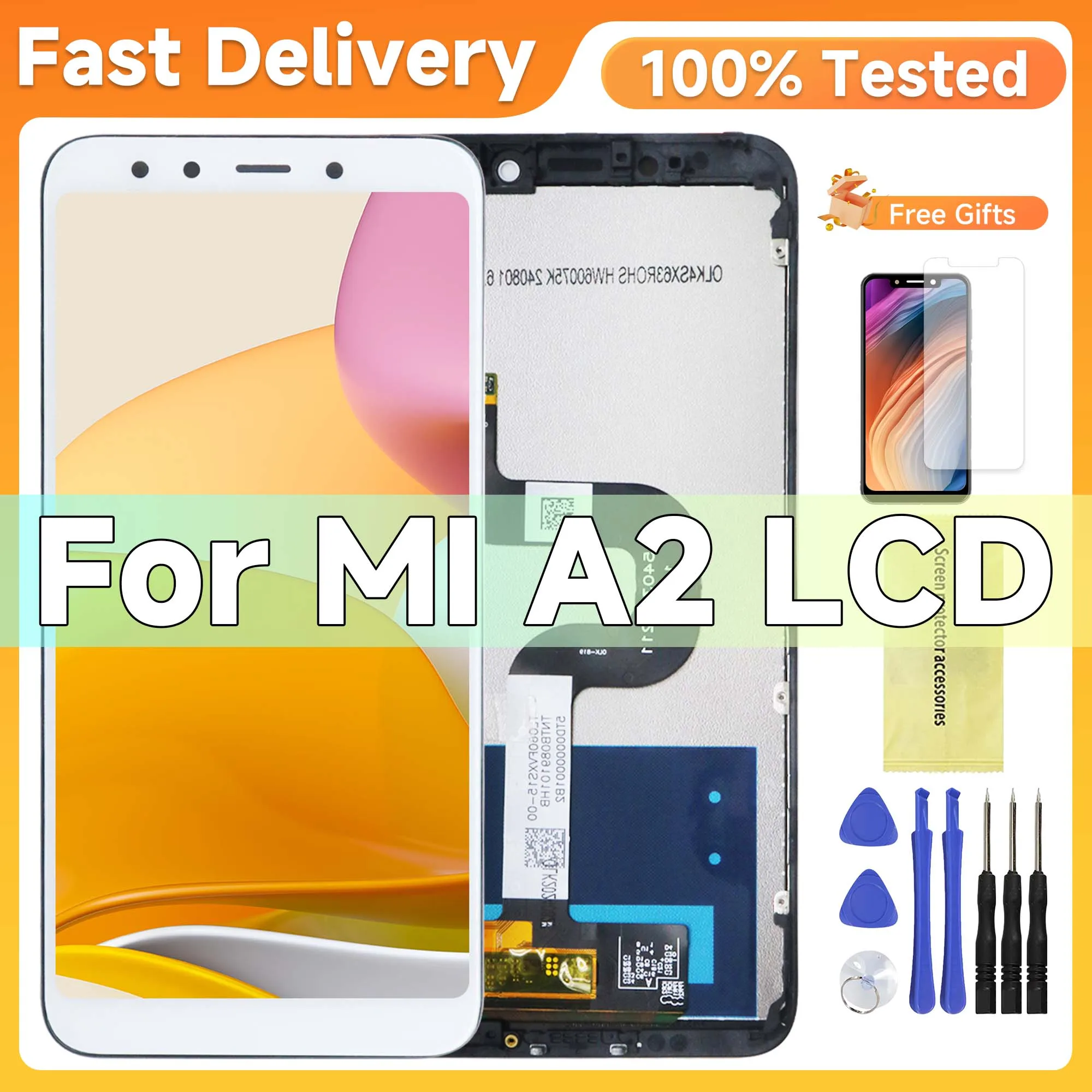 

5,99 "оригинальный ЖК-дисплей для Xiaomi Mi A2, сенсорный экран с рамкой и дигитайзером для Xiaomi Mi 6X Mi6x M1804D2SG, замена ЖК-дисплея