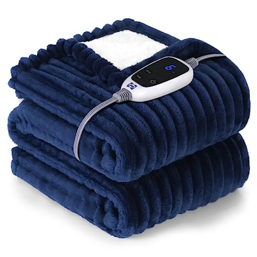 

Heated Blanket Electric Throw 50"x60" Heating Blanket Throw 6 Heat Levels and 2-10 Hours Auto-Off Over-Heat Protection Ribbed F