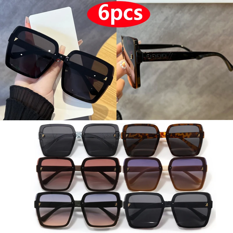 

Cycling 6pcs Retro Square Sunglasses Women Fashion Gradient Shades UV400 Men Punk Brand Sun Glasses Outdoor Cycling Shades