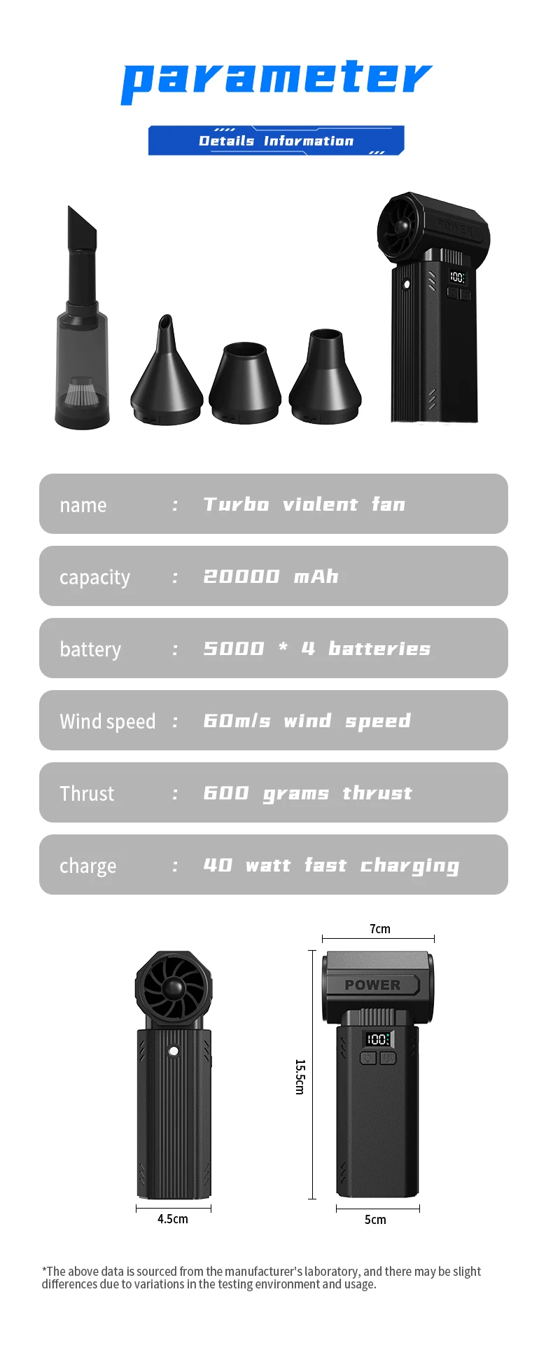 

7400000 RPM Powerful Turbo Fan Air Blower Portable Wireless Dust Cleaner TypeC Charging Brushless Jet Blower Outdoor Home Clean