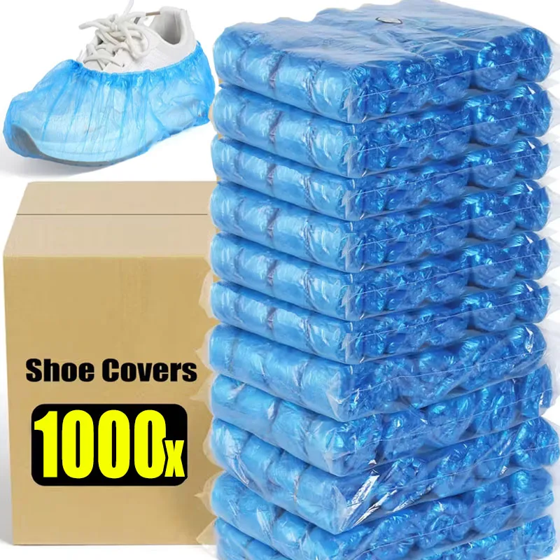 100-1000pcs Disposable Waterproof Shoe Cover Plastic Non-slip Foot Cover Indoor PE Padded Overshoes Rain Mud-proof Shoe Cover