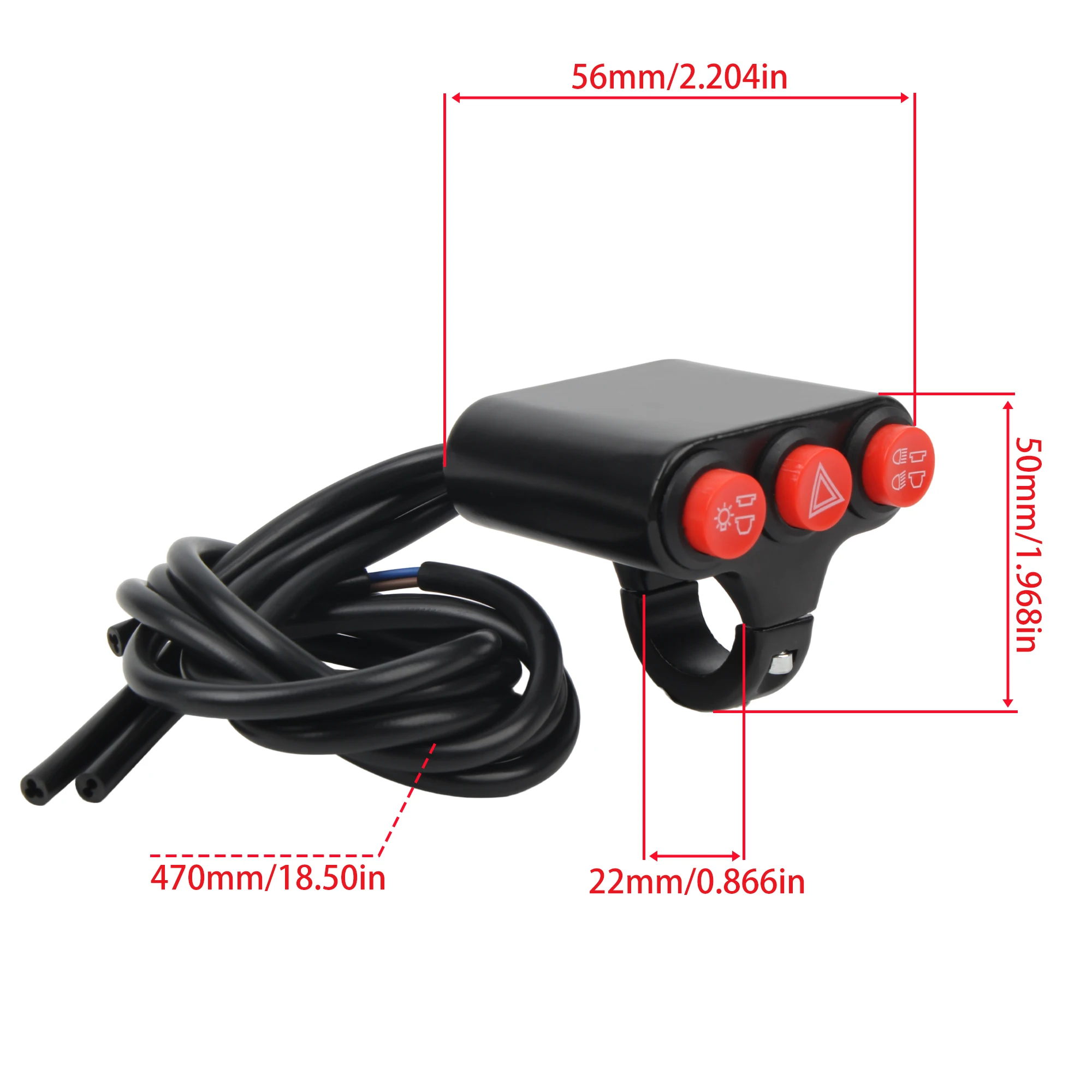 Motorcycle Handlebar Switch High Low Beam and Double Flash Function Compatible Aluminum Alloy Motorbike Universal Parts ﻿﻿