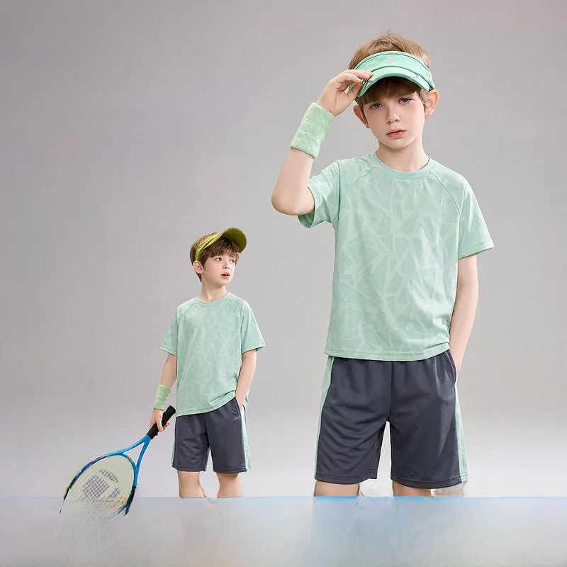 ask-junior-boys'-quick-dry-short-sleeve-outdoor-sports-suit-children's-two-piece-set-polyester-spandex-blend-summer-2026-new