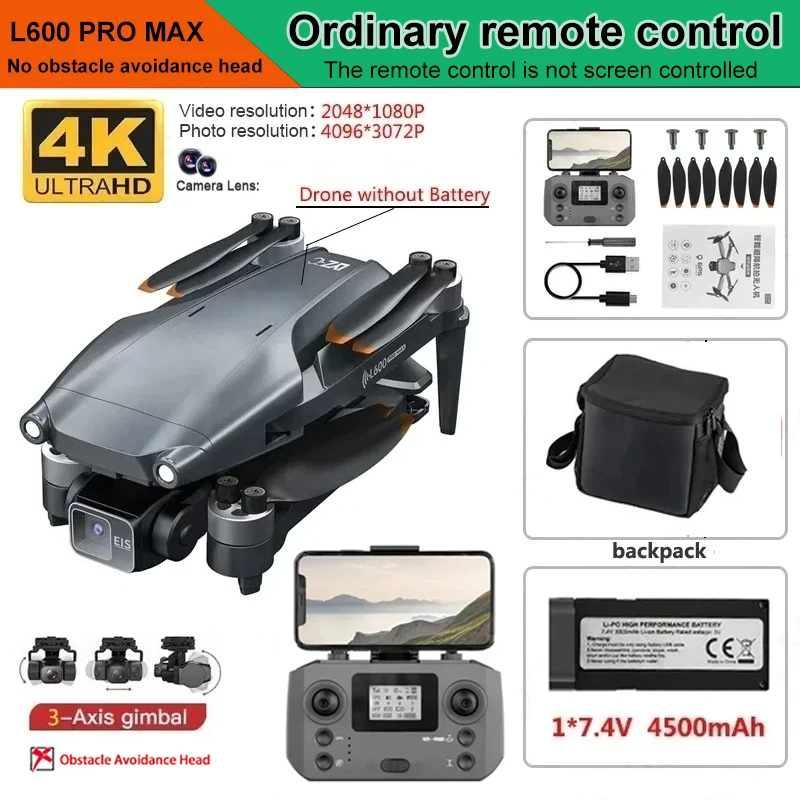 Nieuwe L600 Pro MAX 4K Professionele Drone Met 8K HD Camera 3-As Gimbal GPS Dron Obstakel vermijden 5G WIFI FPV RC Quadcopter Speelgoed