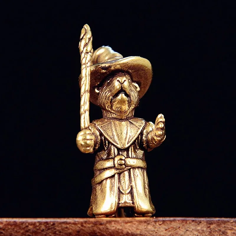 Brass Magician Rat Figurines Miniatures Desktop Ornaments Animal Mouse Crafts Tea Table Pet Home Decor Accessories Decorations