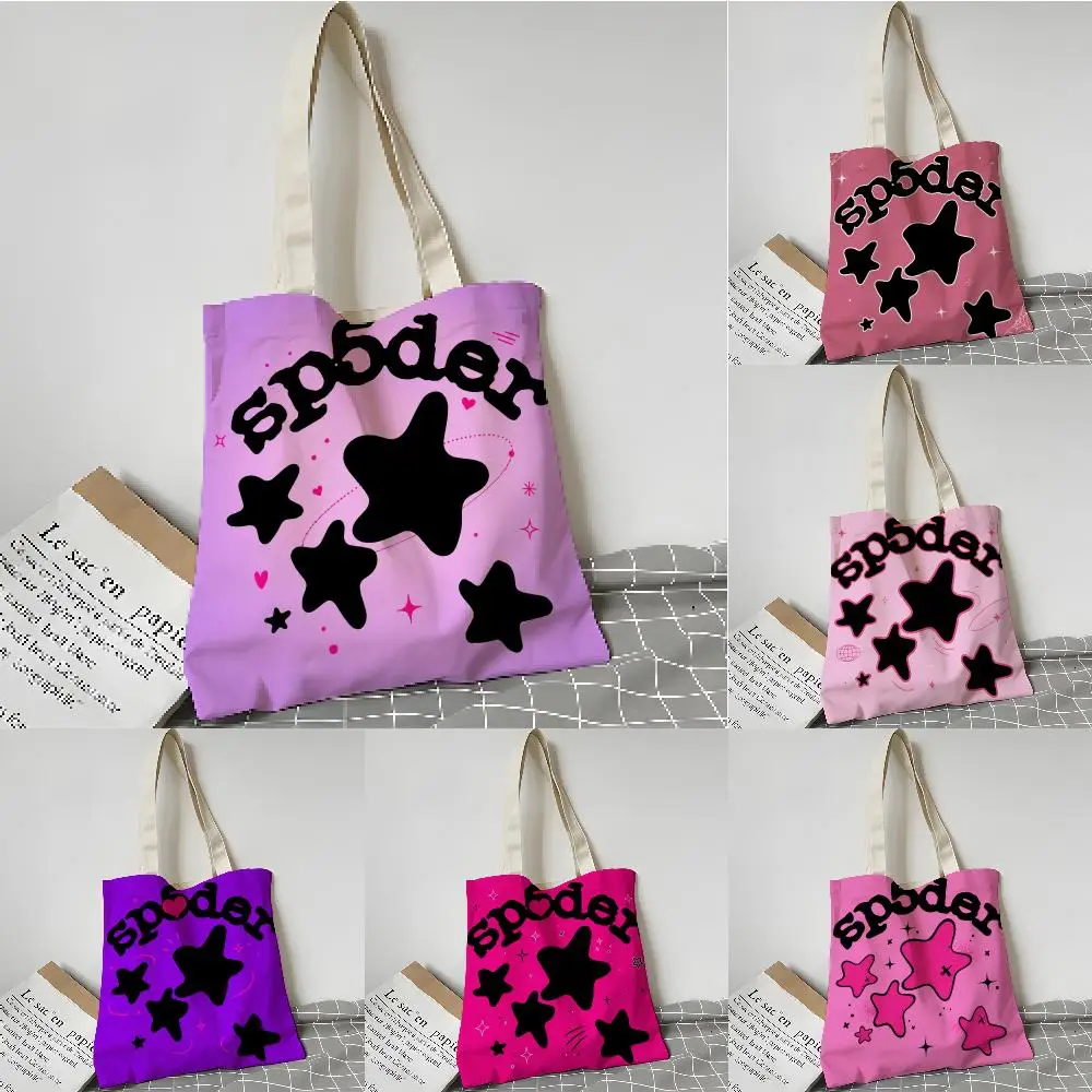 Fashion S-sp5der Spider Storage Bags Double-Sided Print Canvas Tote Bag Beautiful Large Capacity Women's Shoulder Handbag