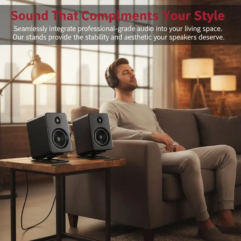 Adjustable Height 2Pcs Desktop Speaker Stand Tabletop Anti Slip Base for Computer Speaker Home Office Use
