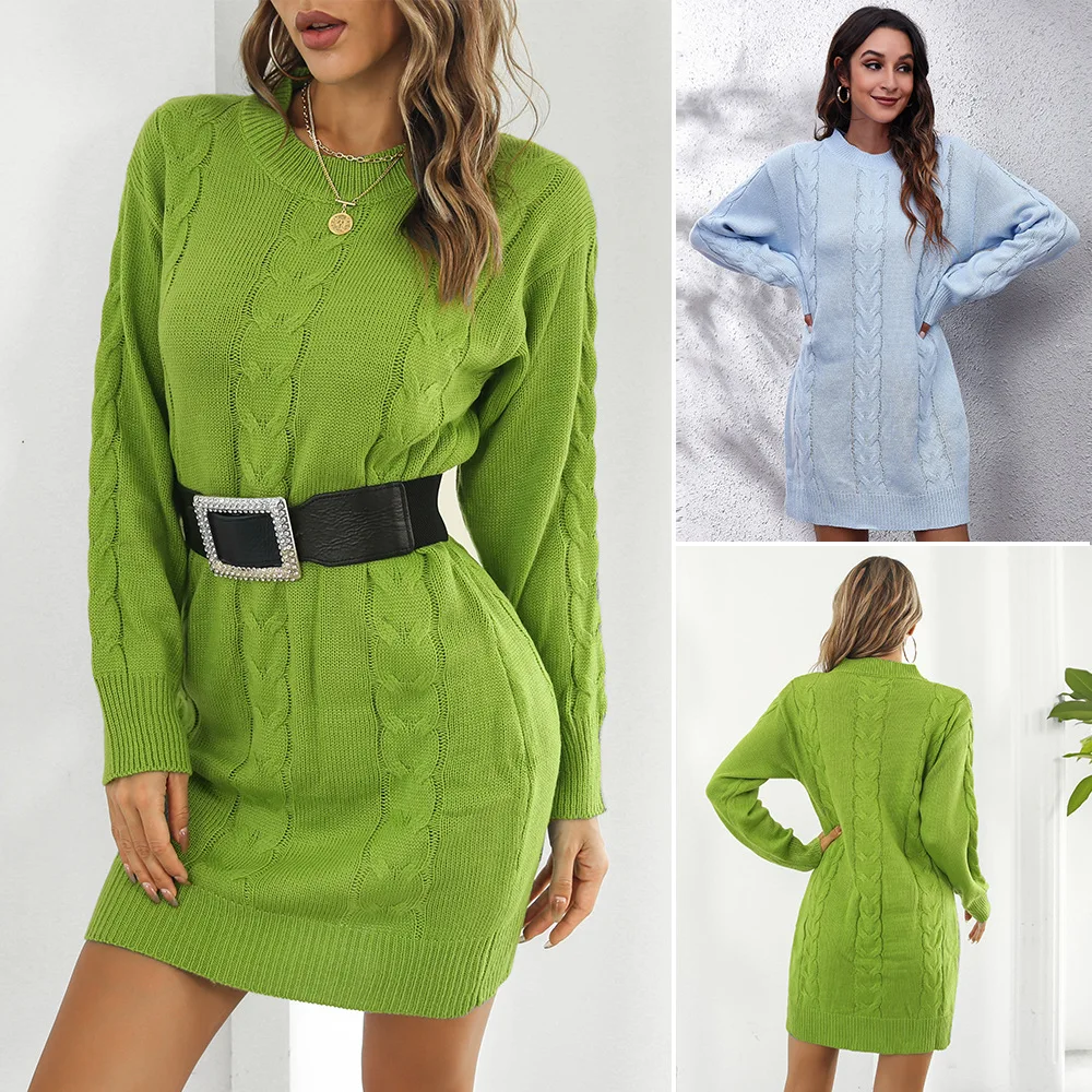 

Шерстяное платье с длинными рукавами, женские свободные трикотажные платья Tumn, зимний новый трикотаж Invierno Mujer, трикотаж для женщин