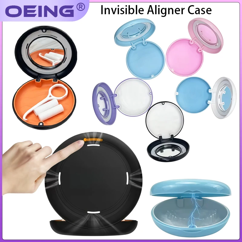 

1Pcs Dental Silicone Pad Storage Case with Magnetic Braces, Ventilation Holes, and Mirror for Invisible Orthodontic Aligners