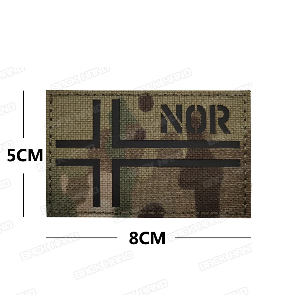 Norway Flag IR Infrared Reflective Patches Tactical Military Norge Flags Emblem Stickers Chevron Appliqued Embroidered Badges