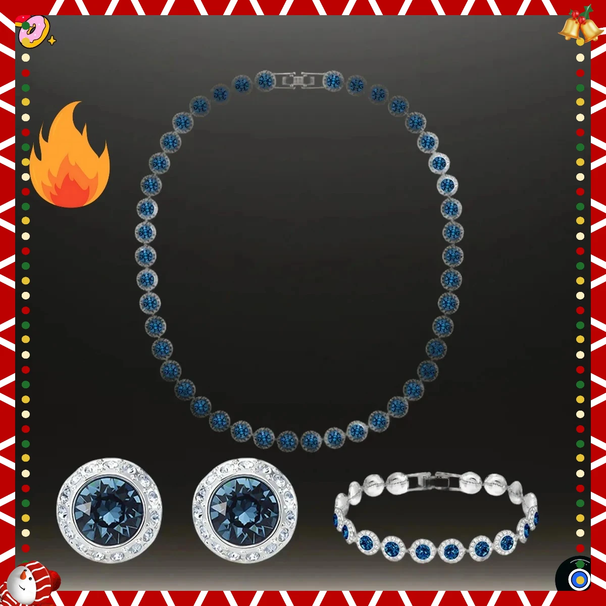 

2025 Hot Selling Same-Tone Jewelry Set - High-End Ocean Heart Crystal Necklace Earrings Bracelet Banquet Favorite