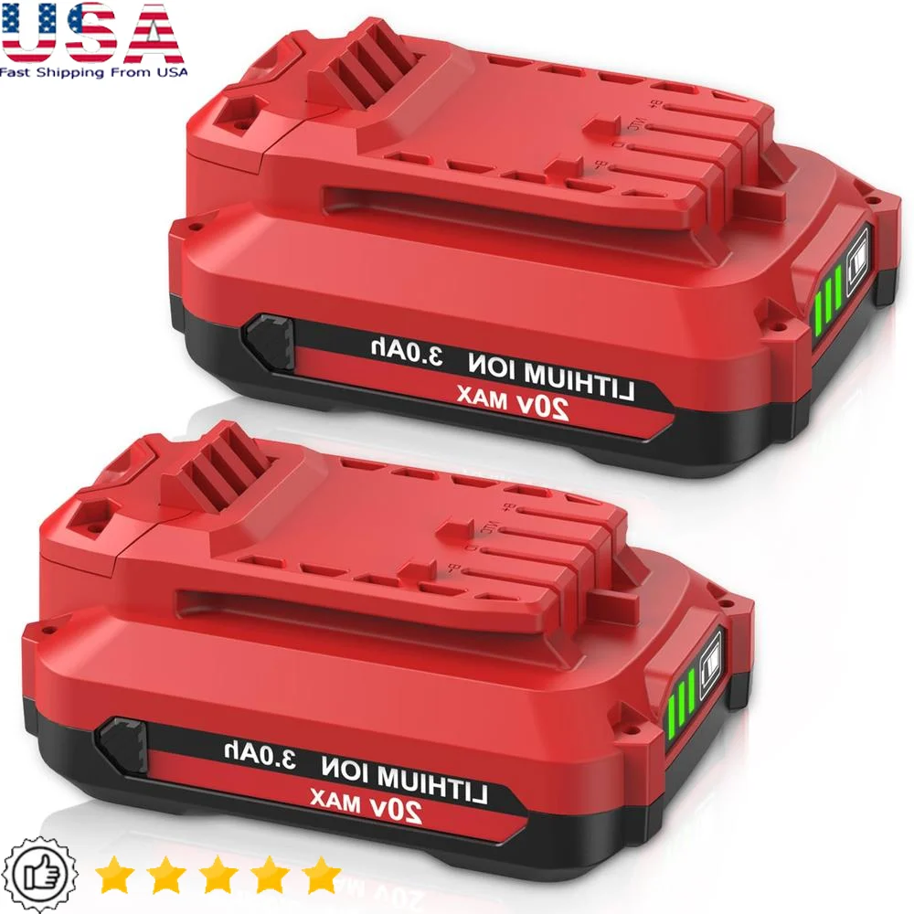 2 Pack Replacement 20V 3.0Ah Craftsman V20 Lithium Ion Battery Power Tool Compatible with MAX CMCB205 CMCB204 3000mAh Capacity