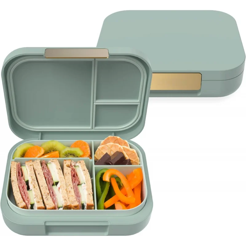 

Lunch Box; 3-4 Compartments, Leak-Resistant, 5.5 Cup Capacity/44 fl oz, Improved Locking Clips, Reusable