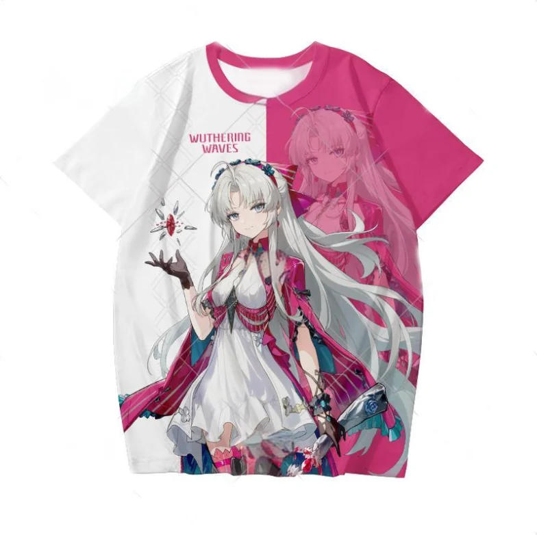 New Game Wuthering Waves Carlotta 3D Printed t shirts Men Women Short Sleeve O-Neck T Shirt Loose Casual Tops Harajuku Anime Tee