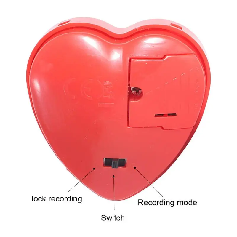 Gravador de voz em forma de coração para falar Mini Voice Box Botão de som programável Gravação de 30 segundos para boneca recheada