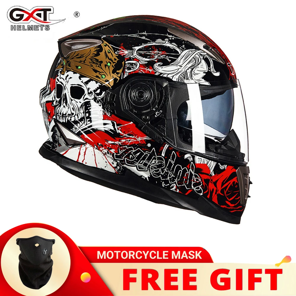 GXT 999 Double Lens Helmet Full Face Motorcycle Casque Dot Ece Approved Racing Vintage Cascos Para Moto Scorpion Helmet Cascos