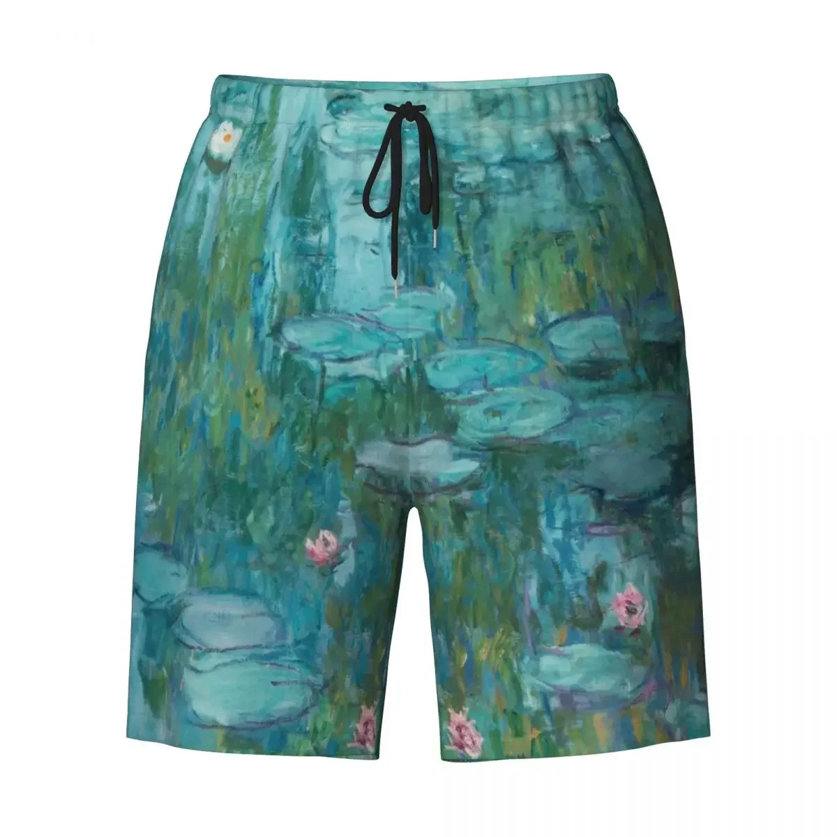 Claude Water Lilies Print Mens Swim Trunks Quick Dry Swimwear Beach Board Shorts Garden Paintings Boardshorts