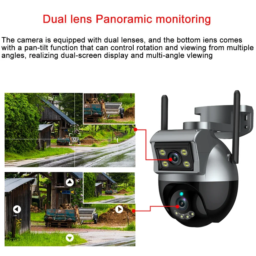 Imagem -02 - Wireless Cctv Security Surveillance Câmera System Auto Tracking Dual Lens Wifi ip ao ar Livre Cor Visão Nocturna Ptz 4k Tuya