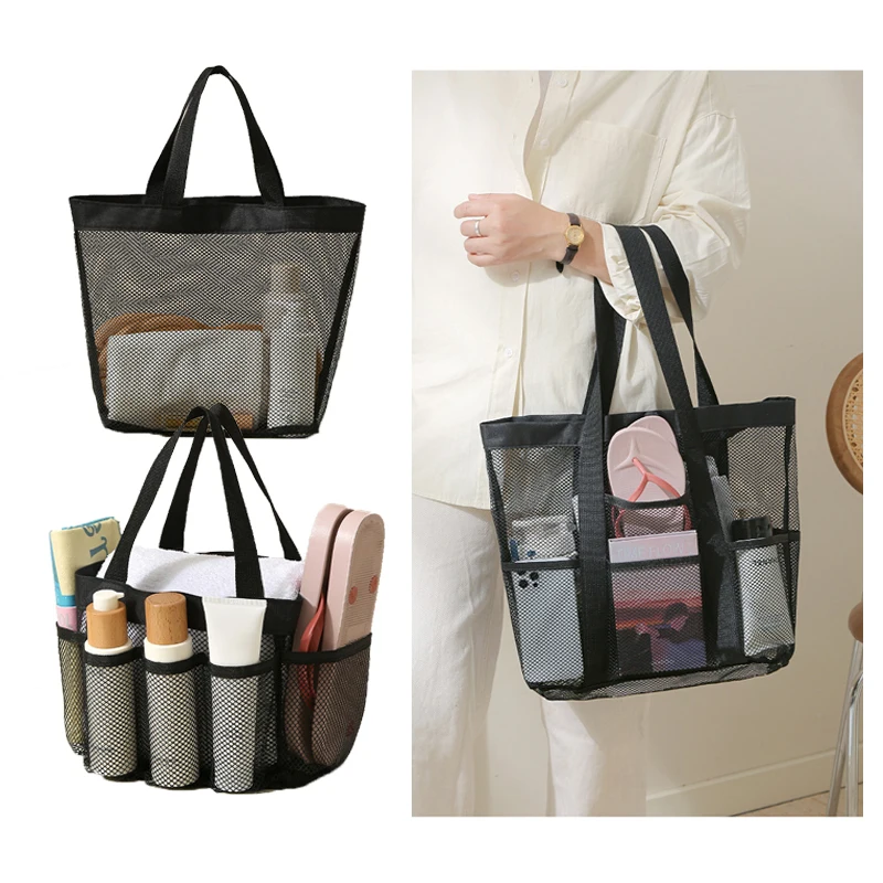 Multifunction Black Mesh Toiletry Bags Travel Makeup Bag Small Large Tote Organizer Cosmetic Cases Toiletries Storage Handbag