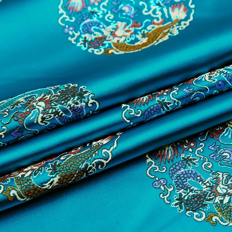 250*75cm Silk Brocade Fabric with Dragon Pattern Nylon Fabrics for Sewing DIY Handmade Dress Home Textile Cloth