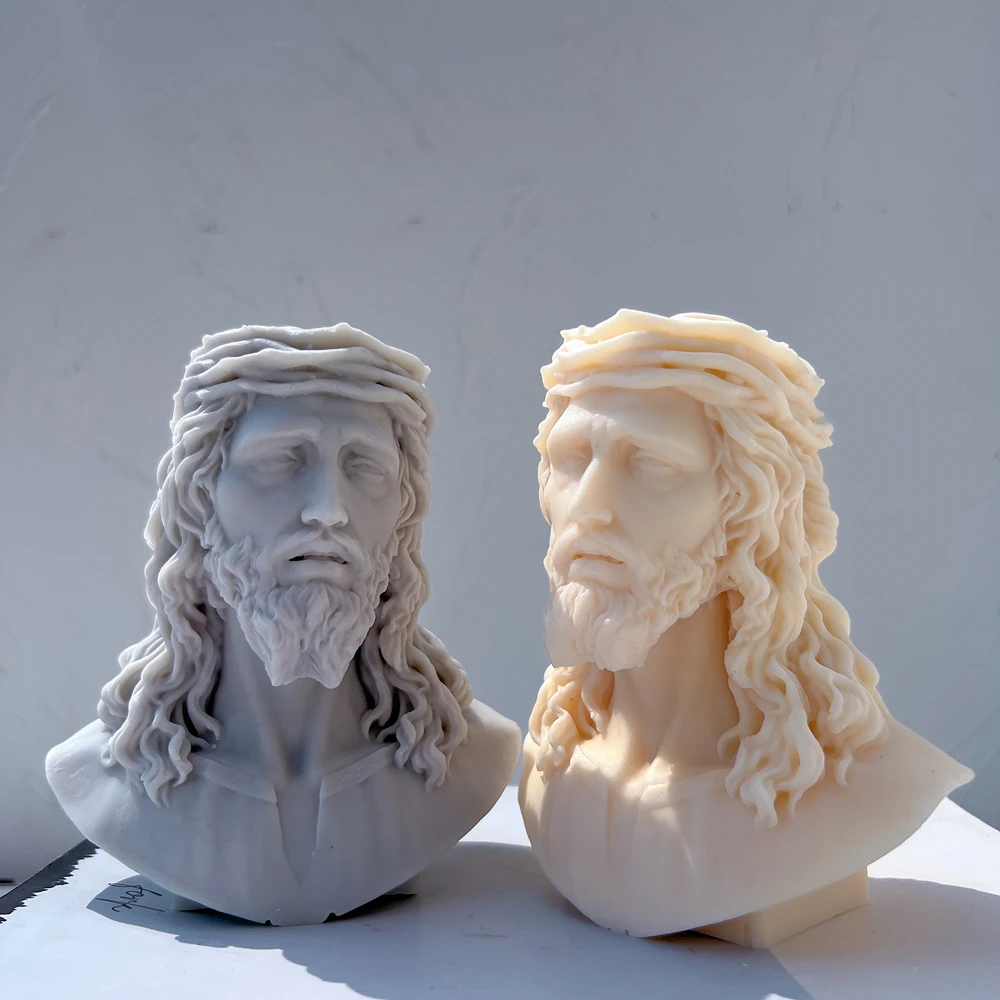 Jesus Statue Silicone Mold Unique Bust Sculpture Soy Wax Candle Mould Greek Mythology Home Decor