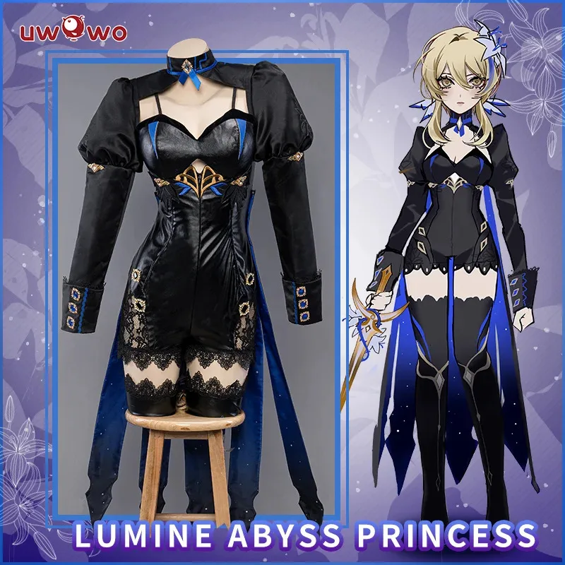 

IN STOCK UWOWO Genshin Impact Fanart Abyss Lumine Princess Cosplay Costume Exclusive Traveler Lumine&Aether Halloween Costumes
