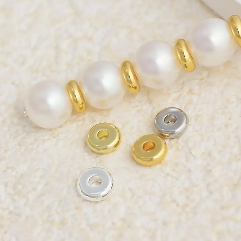50 Stück DIY-Schmuckzubehör, vergoldete Messing-Flachperlen für Armbandherstellung, Schmuckbeschläge – Detail 8