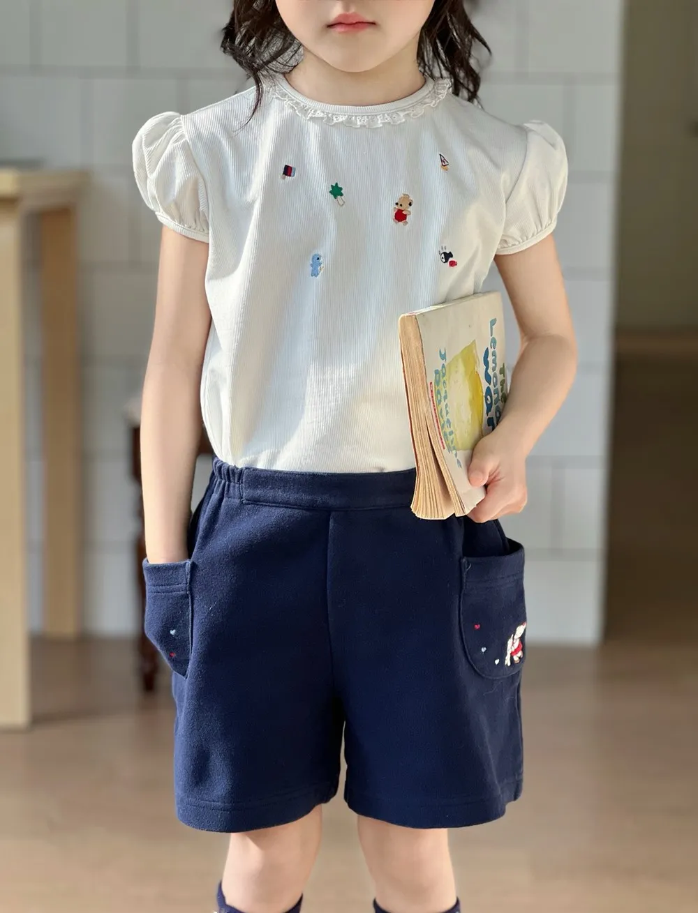 

kids girls clothes toddler boy shorts baby pants Cartoon embroidered small pocket shorts baby casual pants