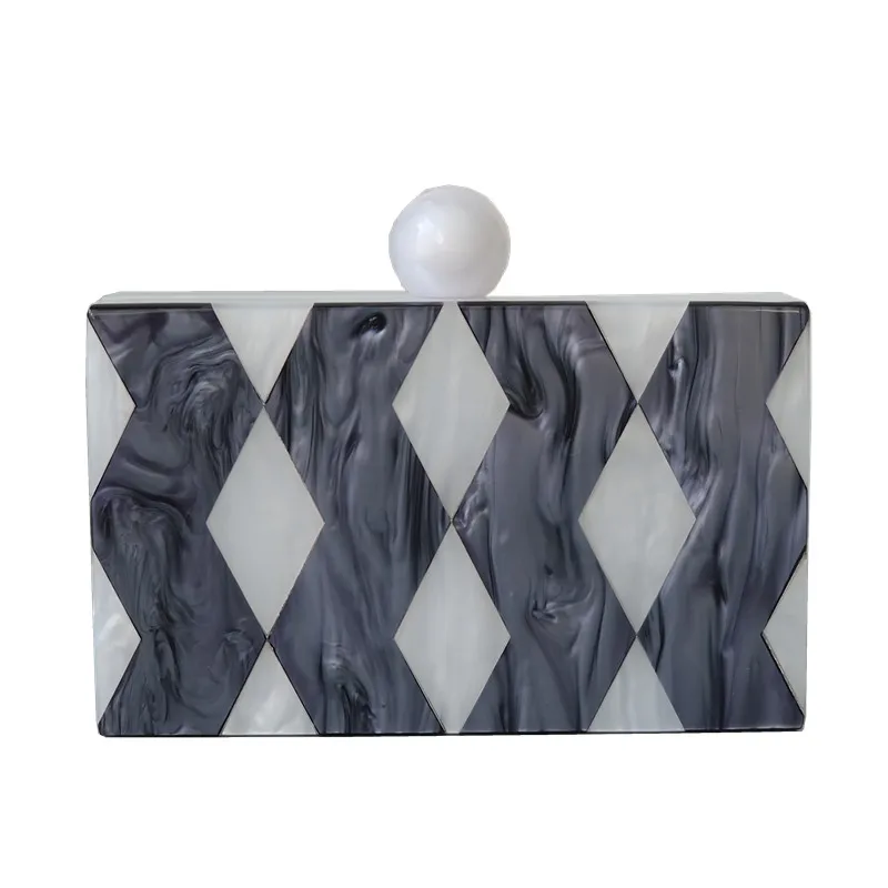 

New Trendy Handbag Fashion Women Bag Blue Striped Acrylic Luxury Party Evening Bag Woman Cute Wedding Box Vintage Clutch Purse