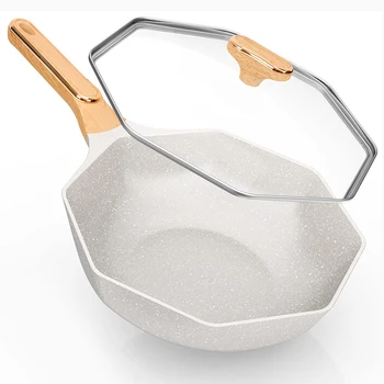 12.5-Inch Nonstick Octagonal Ceramic Wok with Lid 1