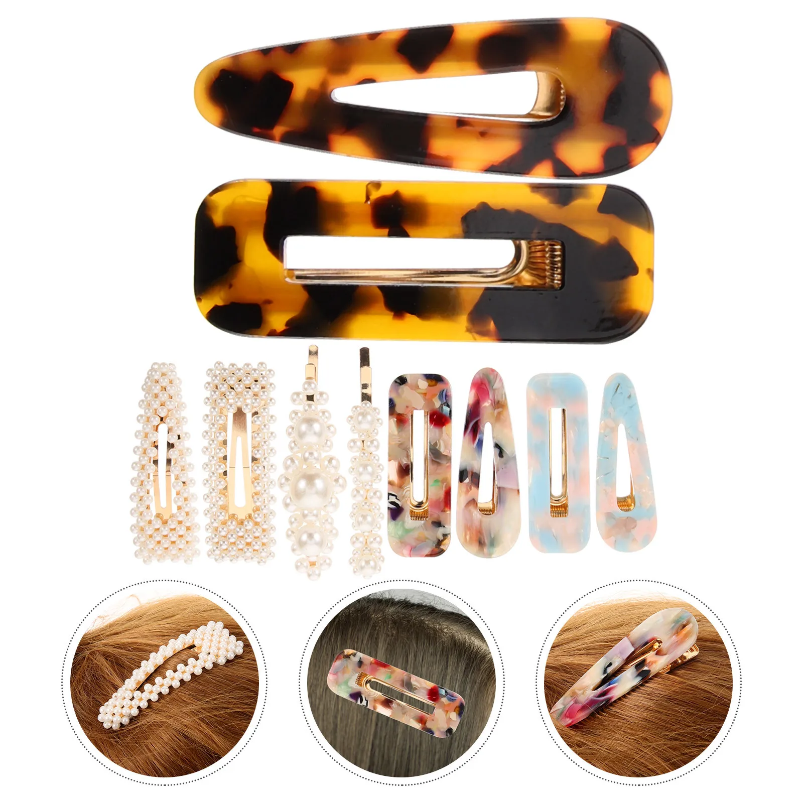 

10Pcs Marble Hair Clips Acrylic Hollow Barrettes for Women Good Grip Hairpins Party Daily Meeting Decoration