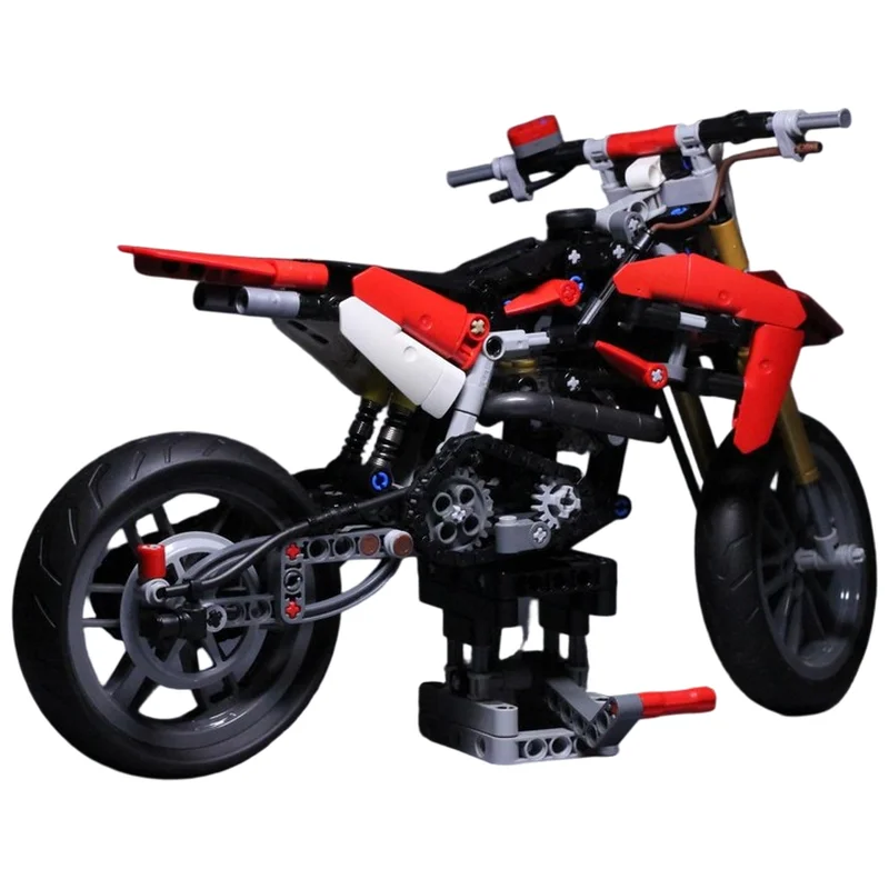 Supermoto Dirt Bike MOC Building Blocks Off-Road Sports Bike Display DIY Construction Bricks Collectible Display Model