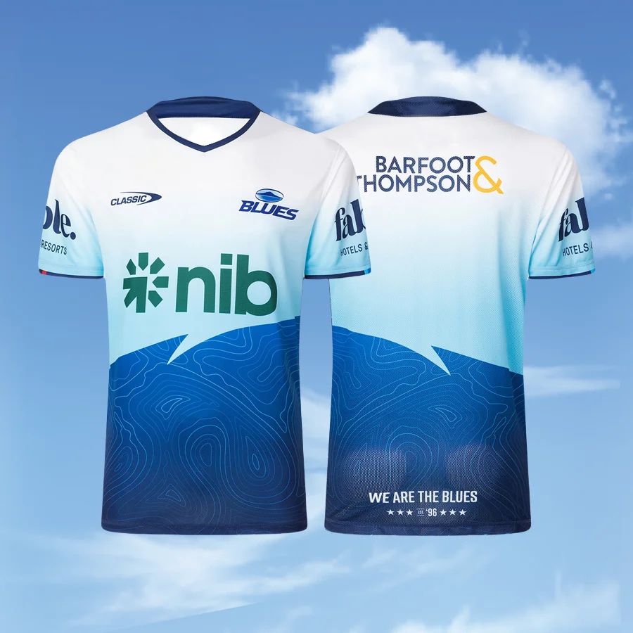 

Классический спортивный трикотаж для мальчиков и девочек, одежда Auckland Blues Super Rugby Training, дышащие быстросохнущие повседневные топы