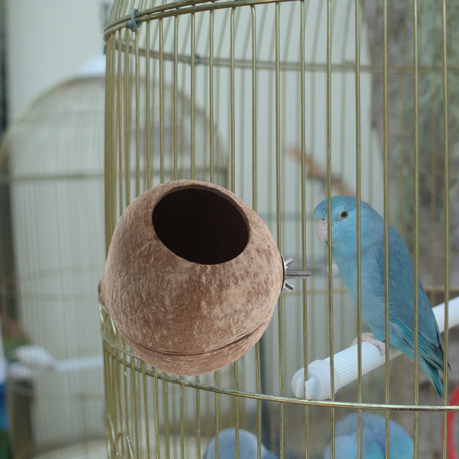 

Premium Coconut Shell Birds Nest Handmade Craft Comfortable Living Place for Small Birds Home Garden Yard Decor