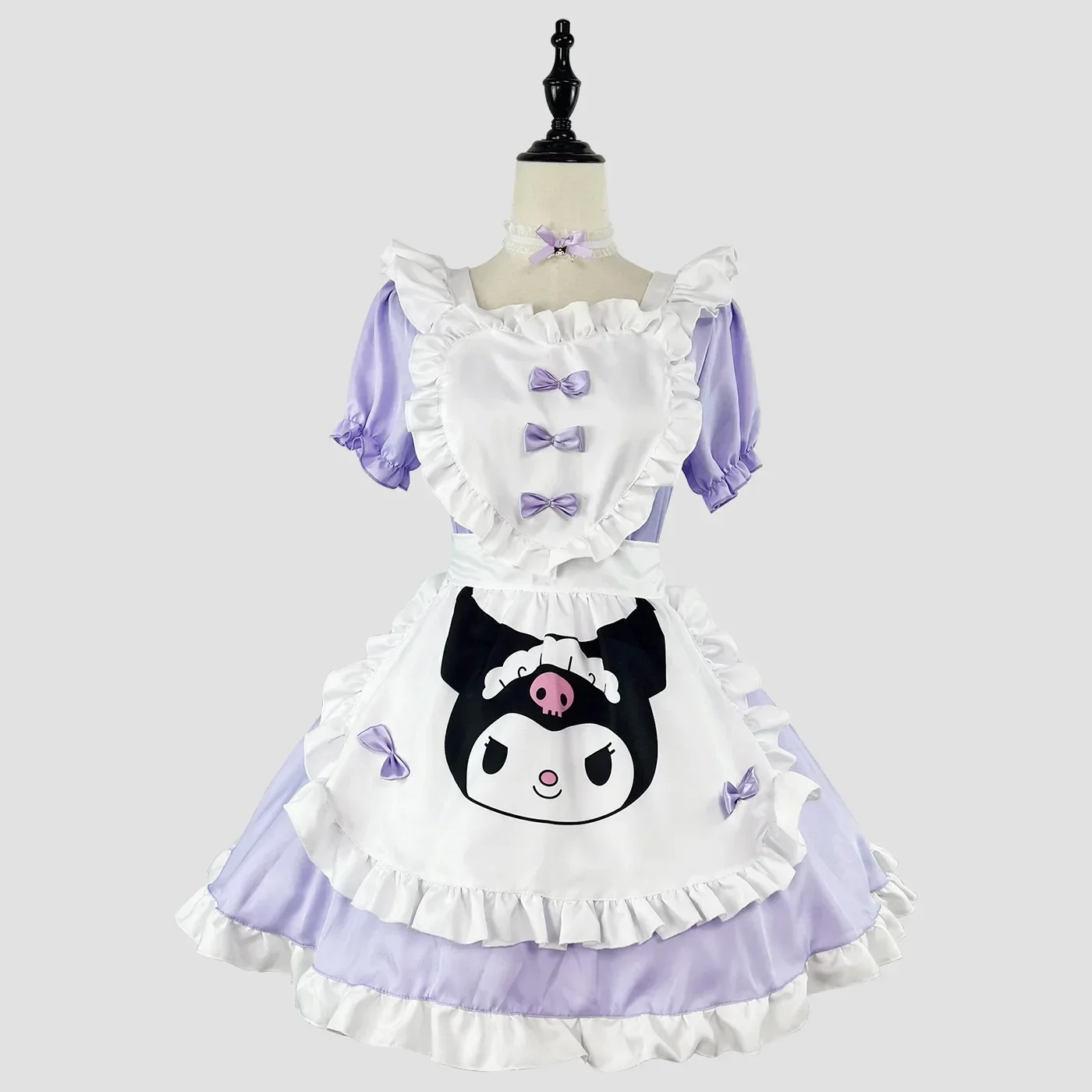 Anime Sanrio Kuromi Costumes Lolita Princess Dresses Student Kawaii Long Sleeve Lolita Angel Print OP Lolita Dress Fairy Style