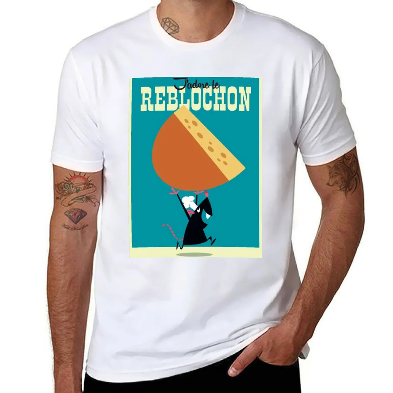 J'adore Reblochon Poster T-Shirt lustige T-Shirts Mann T-Shirt für Mann Mann T-Shirt Grafik T-Shirt
