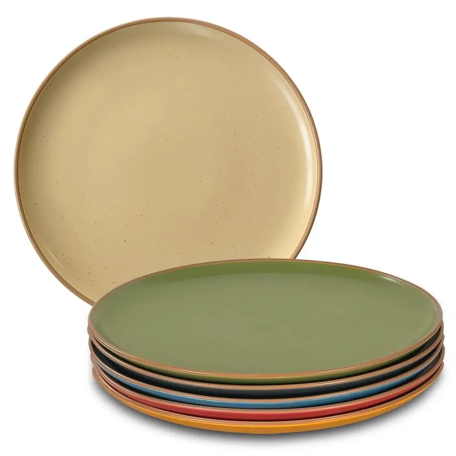 

Ceramic Artisan Matte Dinner Plates Set of 6, 10 inch Dish Set Microwave, Oven, and Dishwasher Safe, Scratch Resistant, Modern R