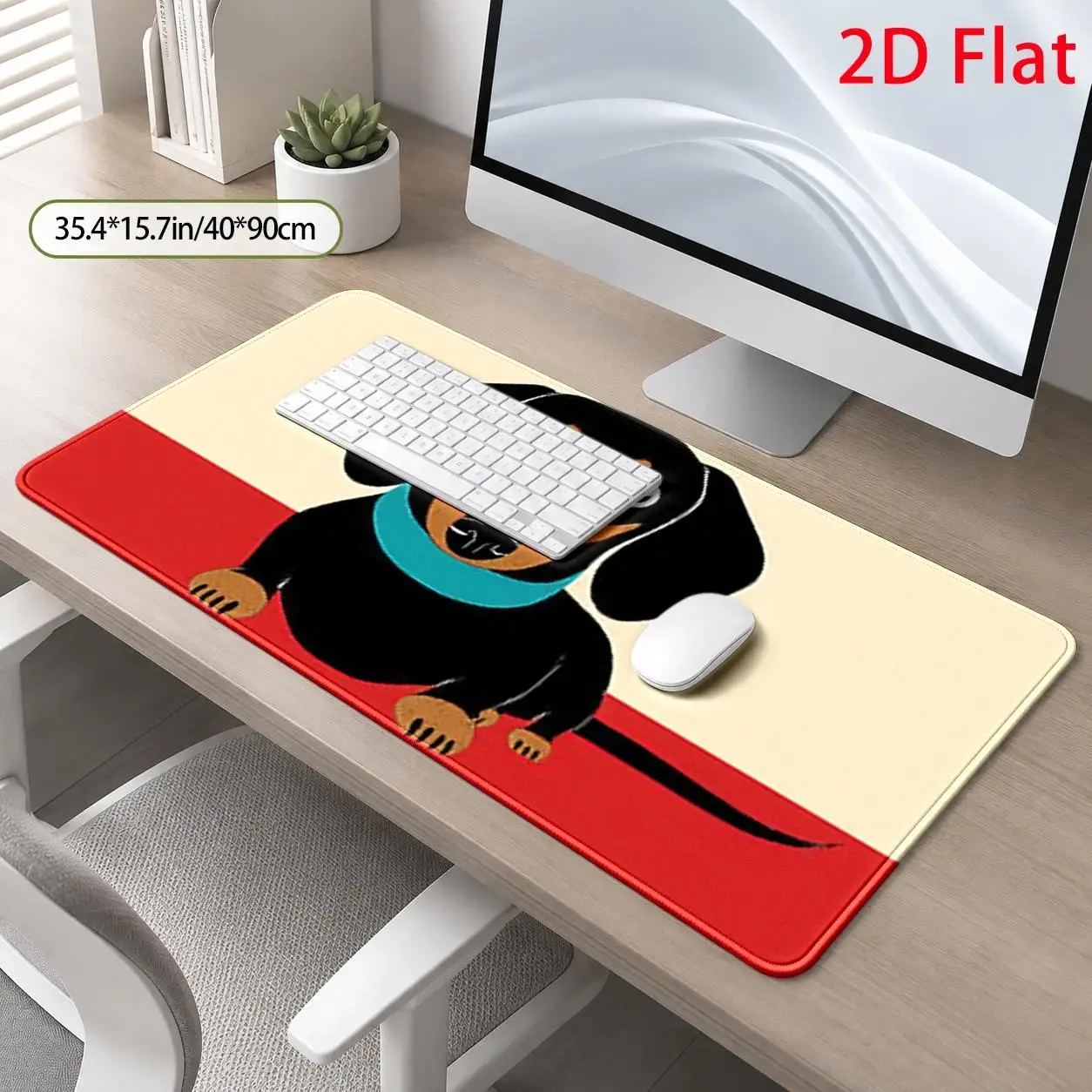 Large Dachshund Mouse Pad Suitable for Dog Lovers, Adorable Dachshund Desk Mat with Minimalist Dachshund Design, Soft Surface Computer Pad, Stain-Resistant