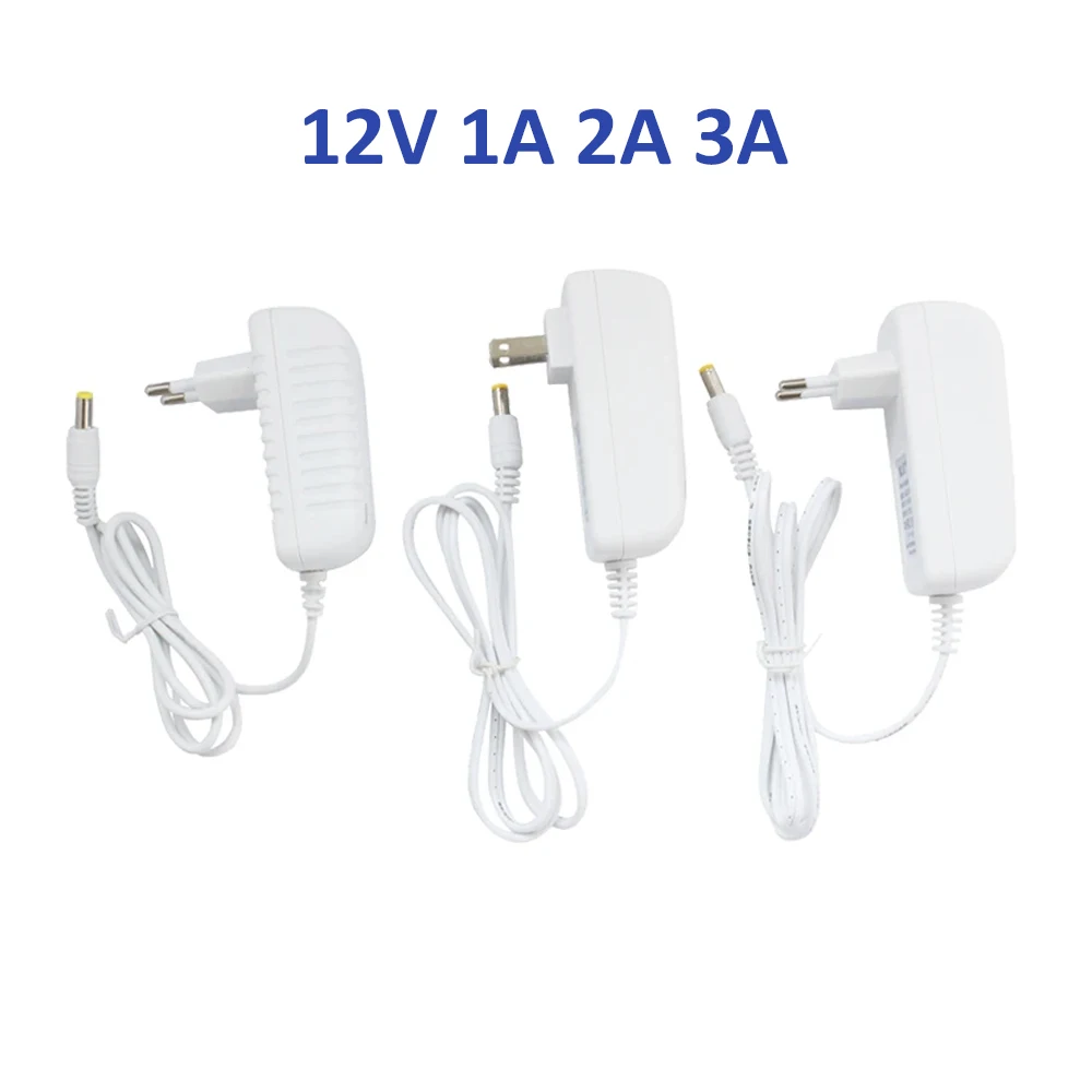 12V 1A 2A 3A  Power Adapter EU US Power Supply 110V 220V AC to 12Volt DC Plastic LED Driver For 12V LED Strip Light Transformer