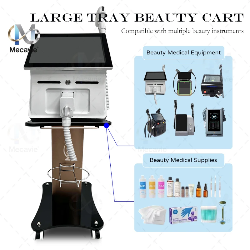 Beauty Salon Medical Cart with Wheels Aesthetic Trolley Tattoo Removal Wooden Workstation Mobile Auxiliary Equipment‌