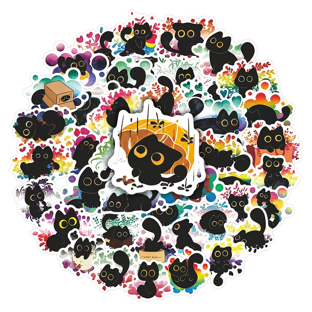 

10/30/50pcs Cartoon Proud Black Cat Stickers Cute Creative Graffiti Decals DIY Water Bottle Suitcase Phone Sticker for Kids Toy