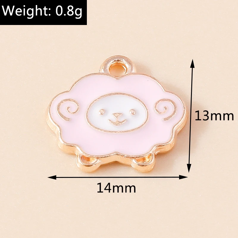 10pcs 14*13mm Gold Plated Cute Enamel Sheep Charms for Jewelry Making Earring Bracelet Necklace Handmade Accessories Wholesale