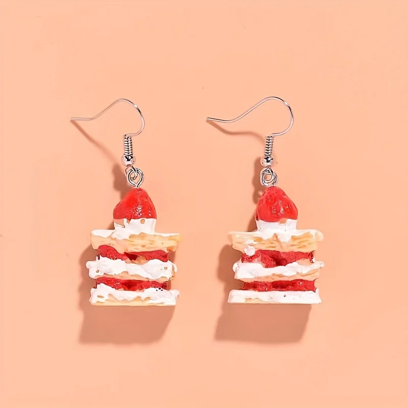 10pcs 3D Strawberry Cake Charms Resin Pendants for Jewelry Making, Cute Strawberry Charms for Earrings,Necklaces, Keychains - view 3